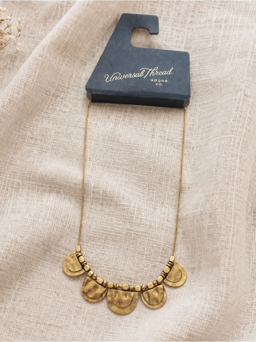 Universal Thread Worn Gold Hammered Disc Necklace